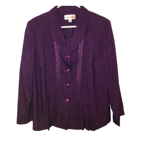 Danny & Nicole purple blazer size 16W embroidered, button up, vintage, purple - Picture 1 of 11